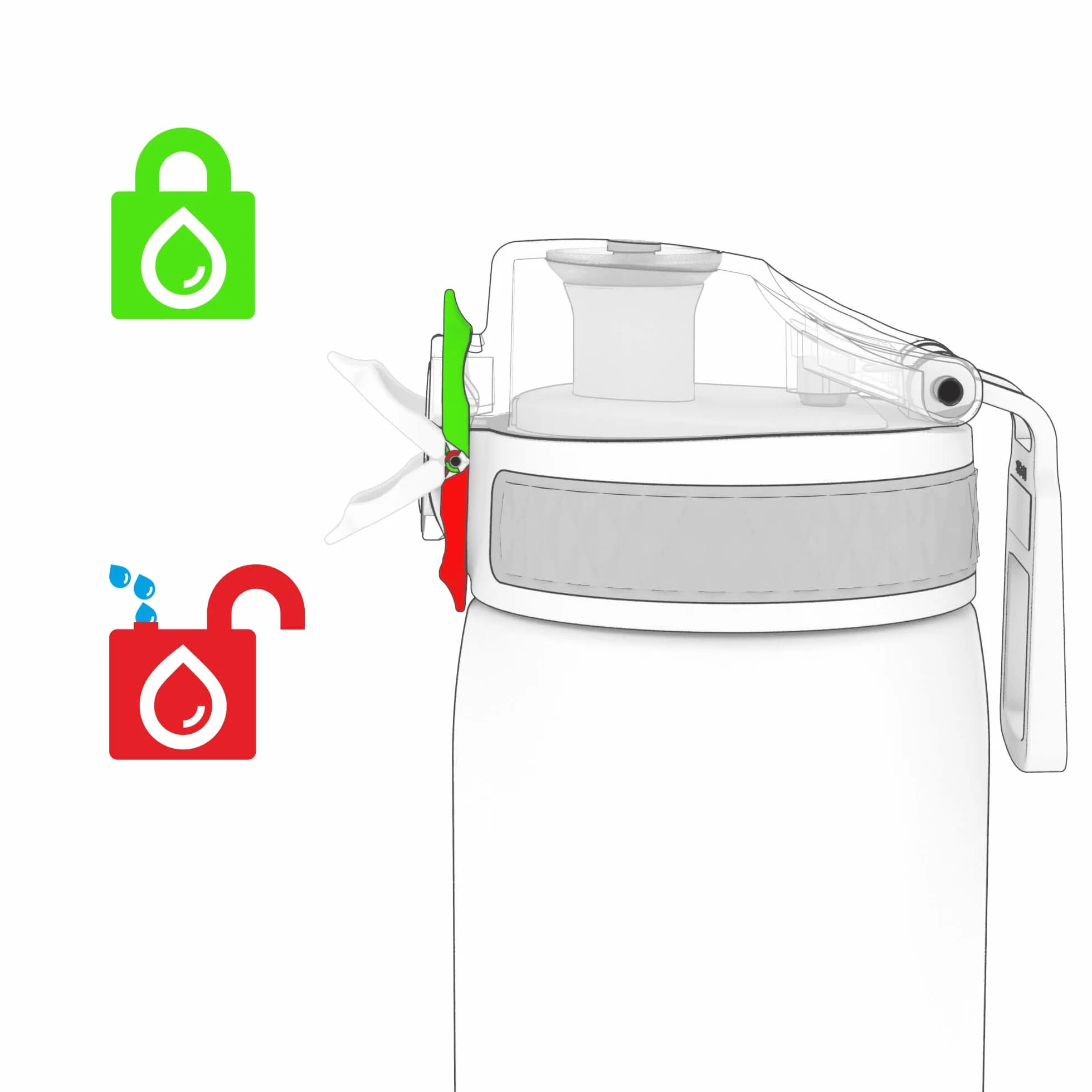 Ion8 Gourde Enfant 350ml Anti-Fuite Verrouillage Sécurisé Sans BPA Rose