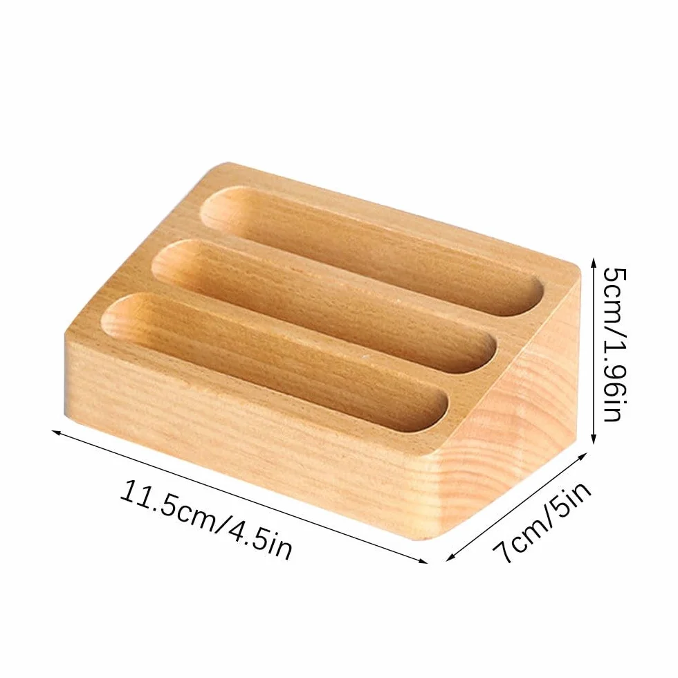 Porte-Cartes de Visite 3 étages en Bois Massif, Support Créatif pour Bureau et Réception