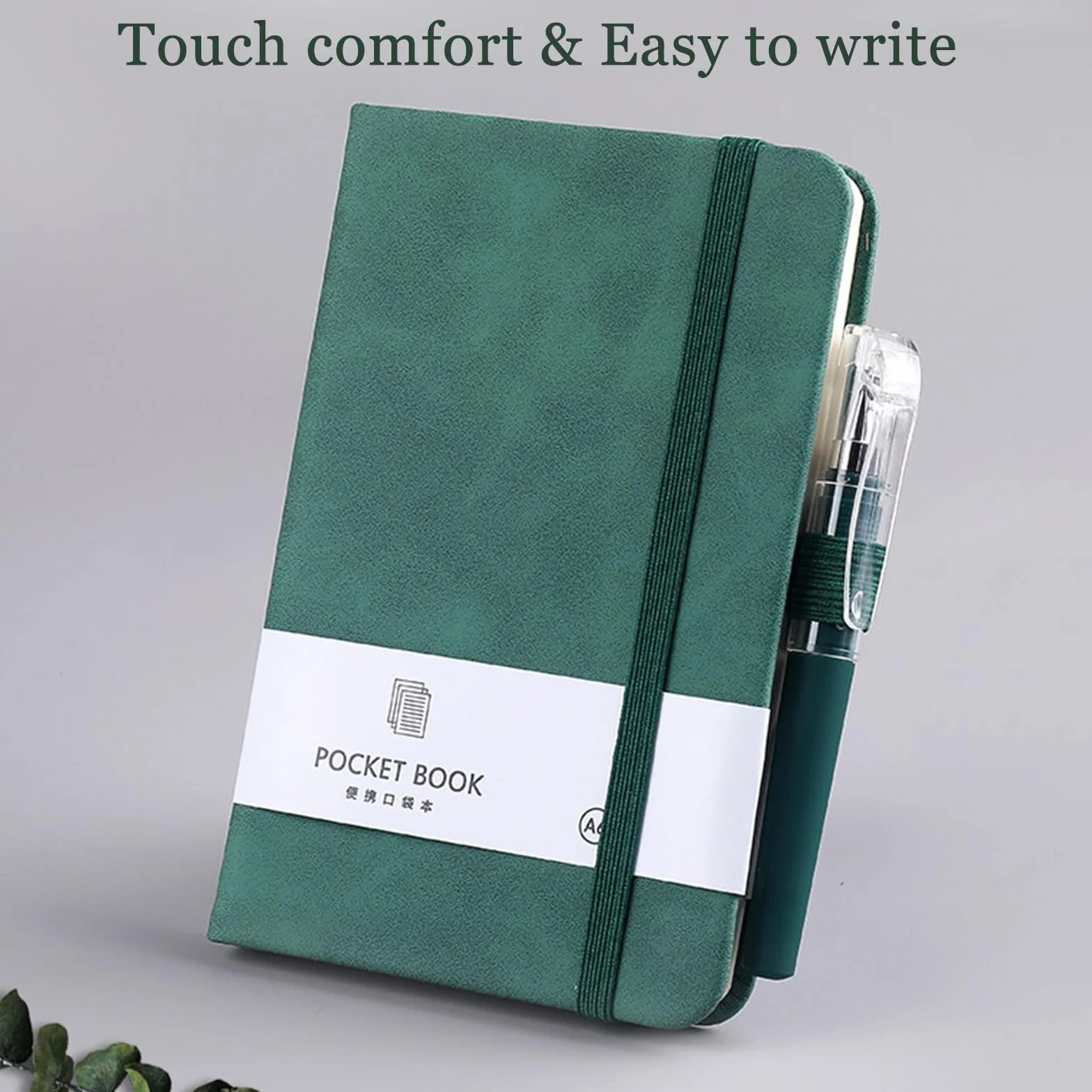 Carnet de Notes A7 Cuir avec Stylo, Mini Carnet Voyage Fermeture Élastique