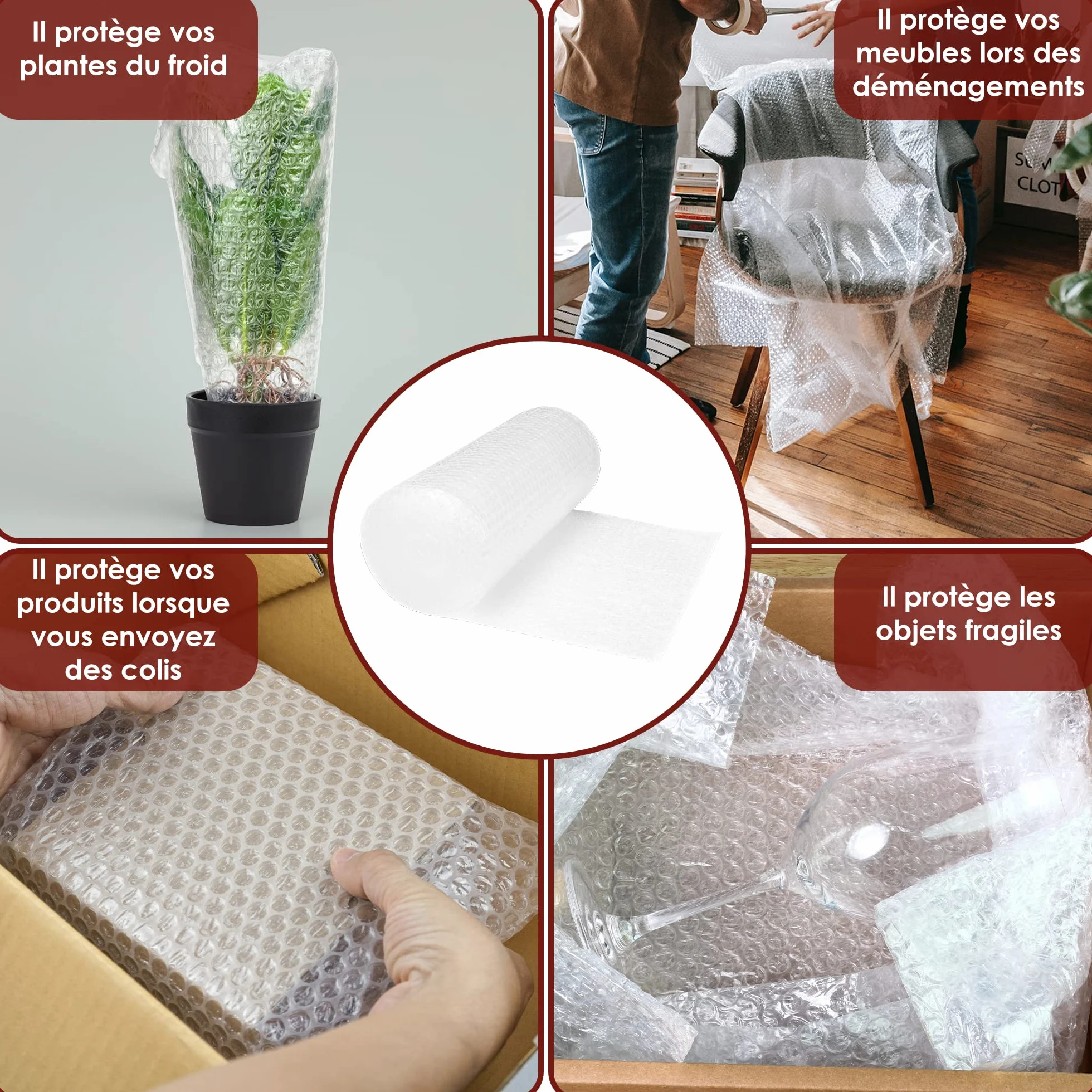 WEIDEBACH® Papier bulle 10m x 40cm 60µ 2 couches rouleau déménagement