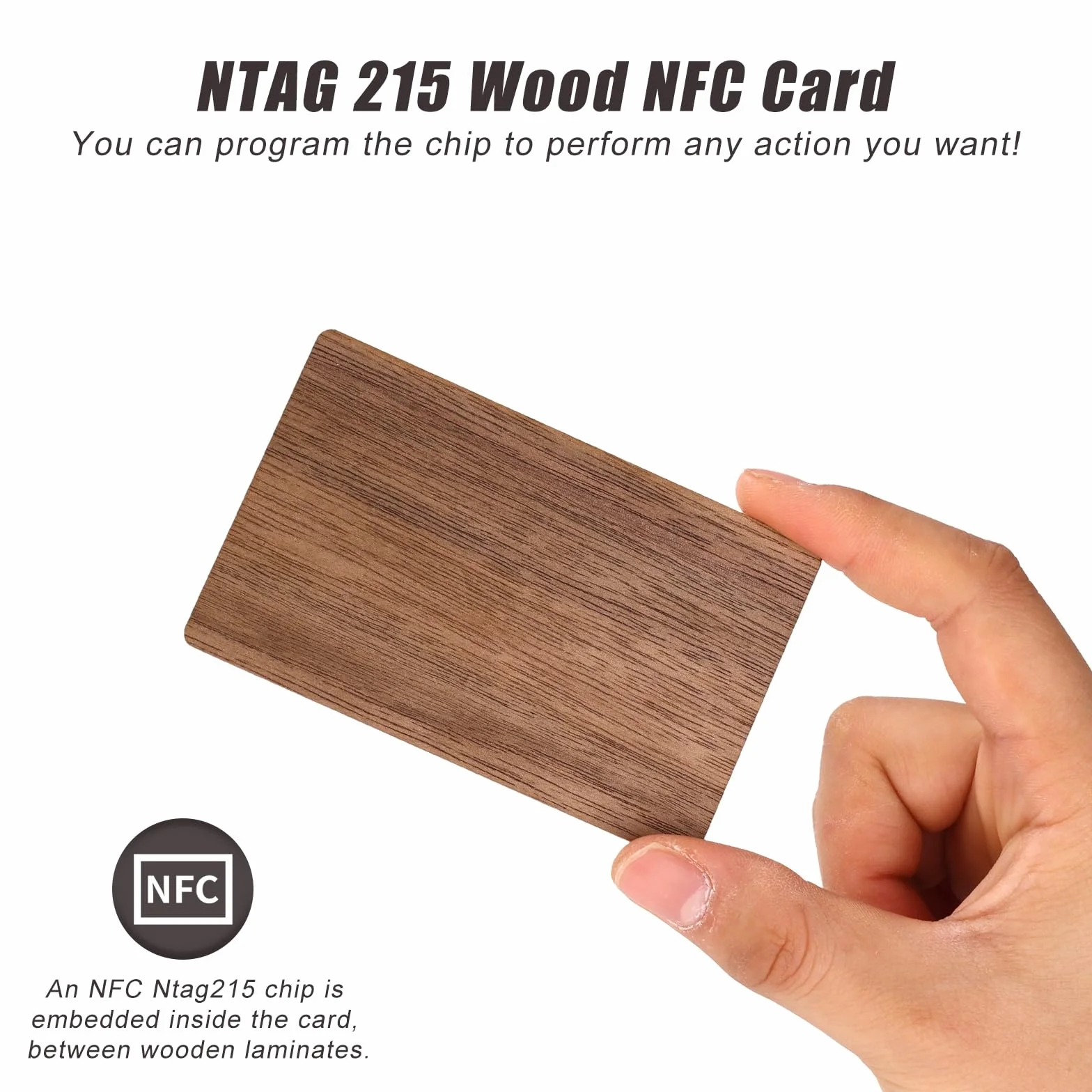 Cartes NFC NTAG215 Noyer Bois Gravure Vierge Réinscriptible 10pcs