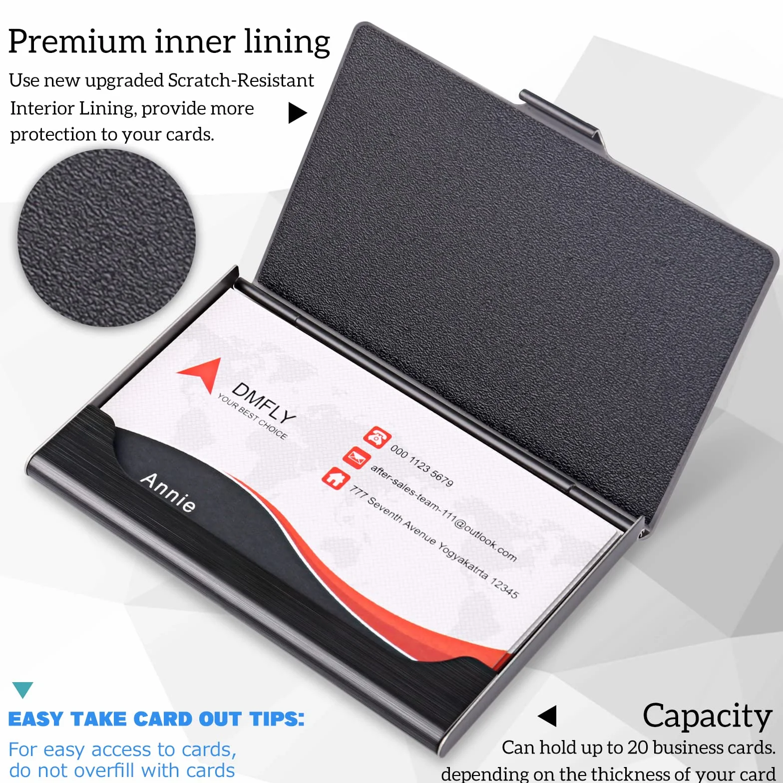 Porte-cartes de visite en acier inoxydable, étui fin métal noir