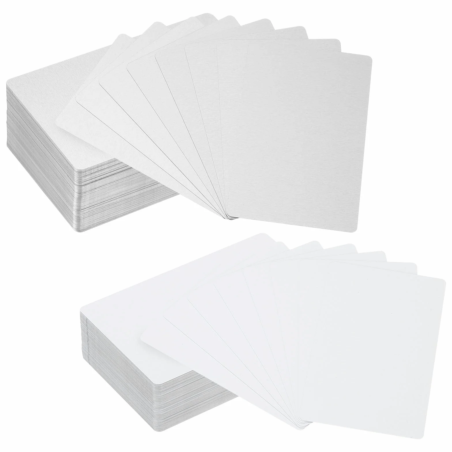 PATIKIL 100 Cartes De Visite Métal Sublimation 0,22 mm 86x54 mm Aluminium Imprimables Blanc Argentée