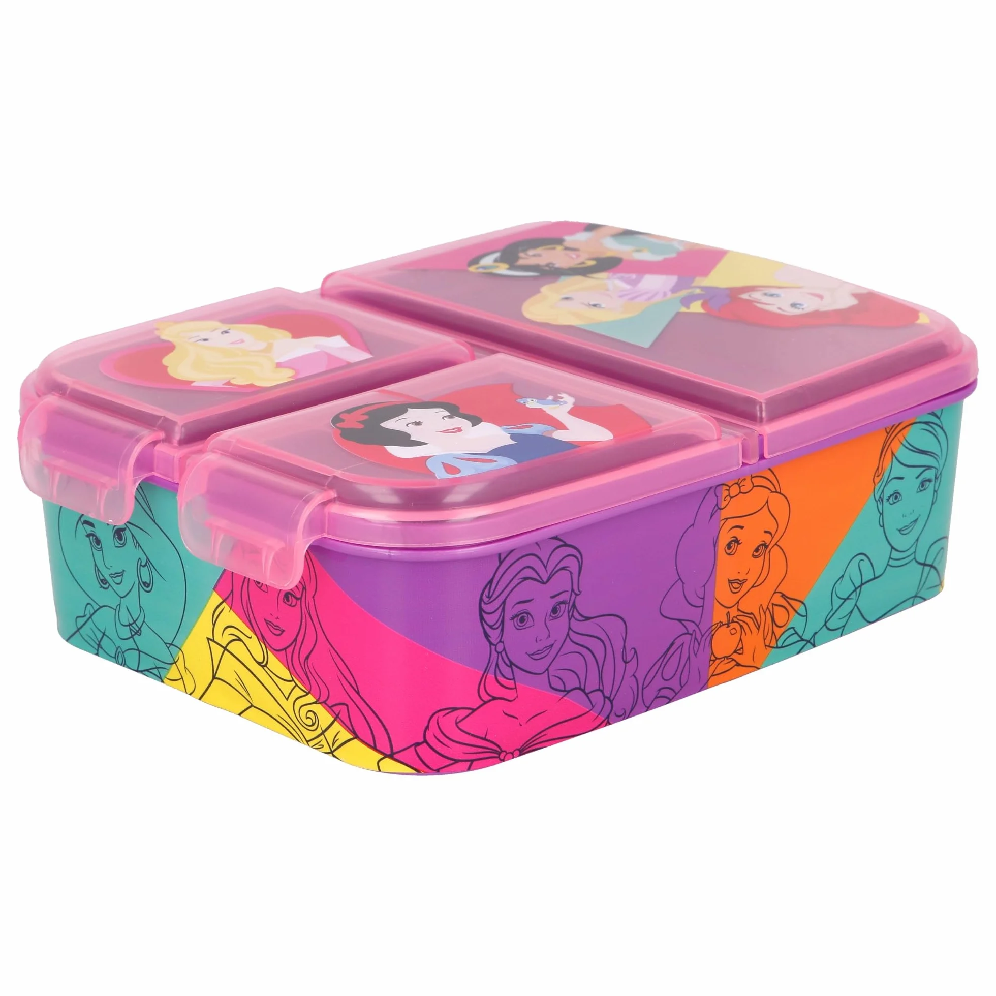 Boîte à Sandwich Princesses Disney Enfant 3 Compartiments 2156ml - Lunch Box Scolaire Sans BPA