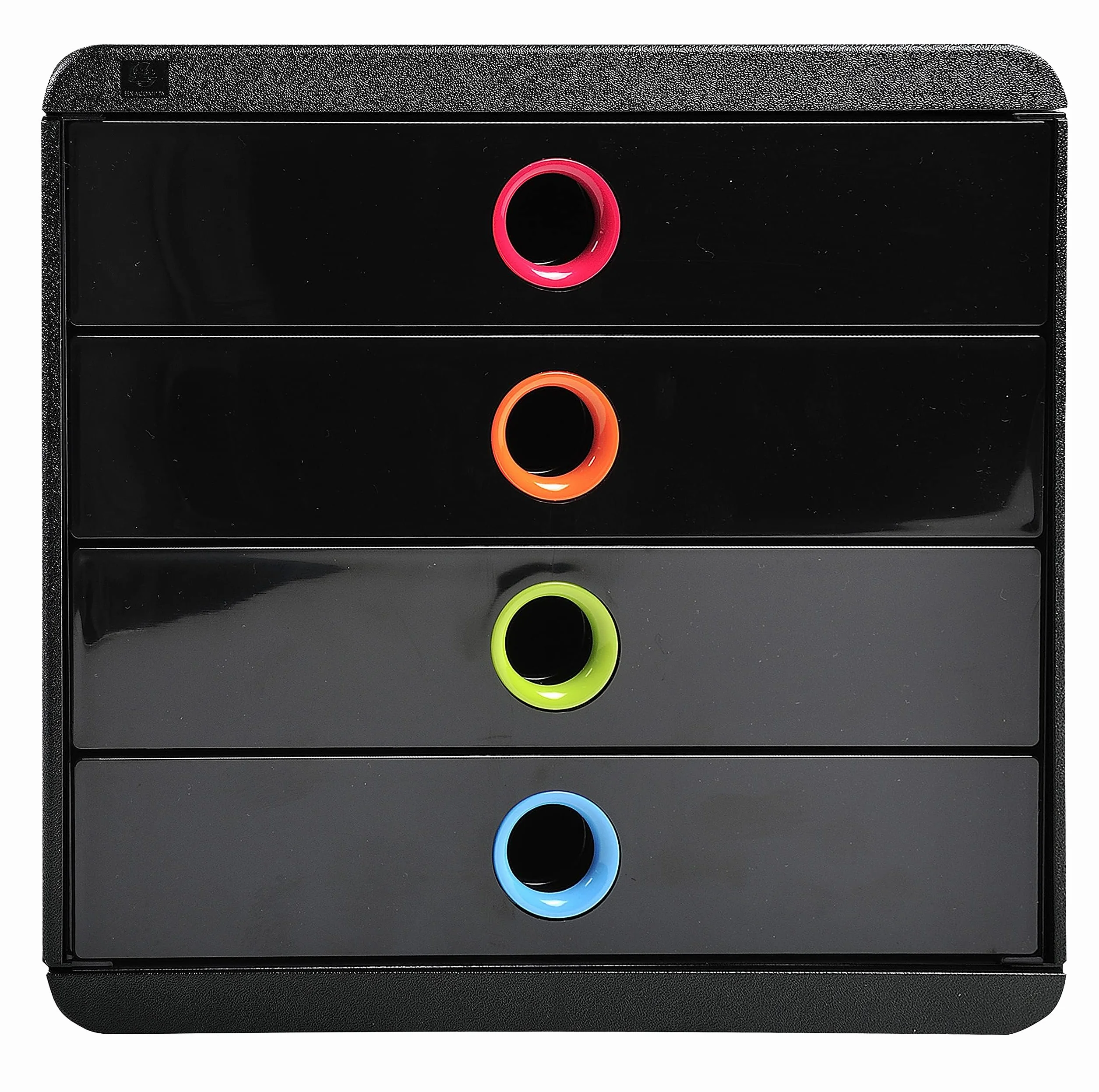 Exacompta POP-BOX Caisson 4 tiroirs fermés pour document A4+ Noir/arlequin