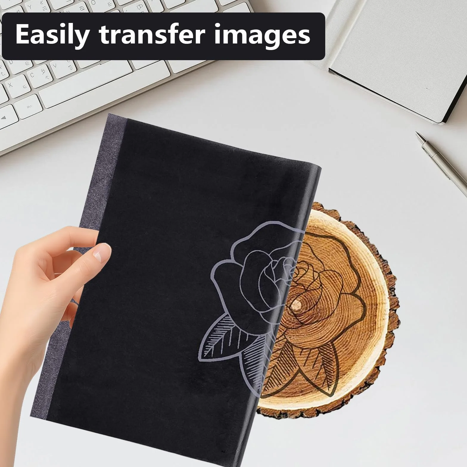 Papier de Copie Carbon A4 200 Feuilles, Transfert Carbone pour Images sur Bois Toile Peinture (29.7×21cm)