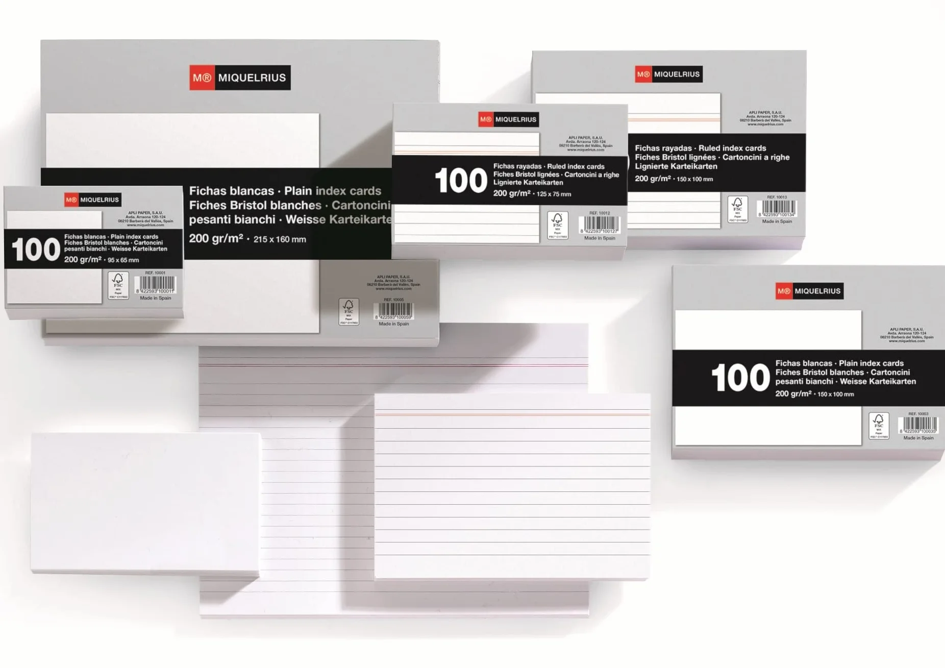 Miquelrius Flashcards 100 fiches Bristol 125 x 75 mm Papier carton offset 200 g/m² Fournitures de bureau