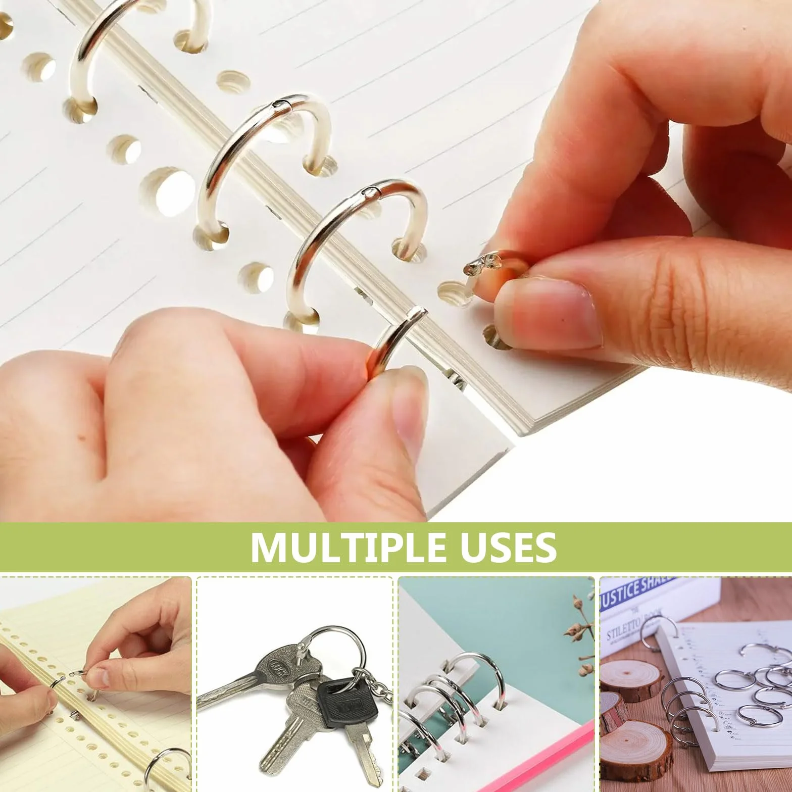 Anneaux de Livre 20mm Métal, 110 Pcs Anneaux de Reliure à Feuilles Mobiles pour Classeur