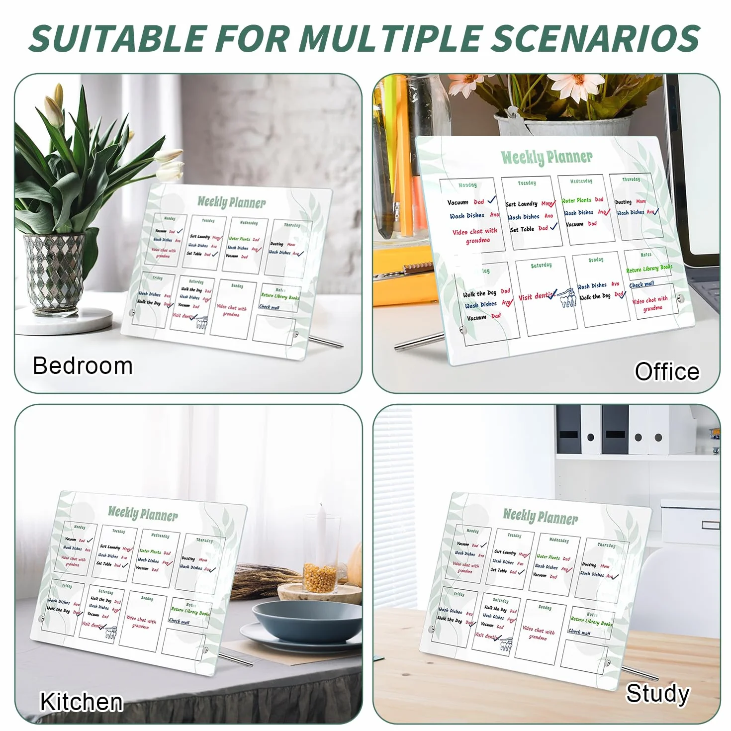 Semainier Planificateur Hebdomadaire Réutilisable Tableau Blanc Effaçable 20x30 cm