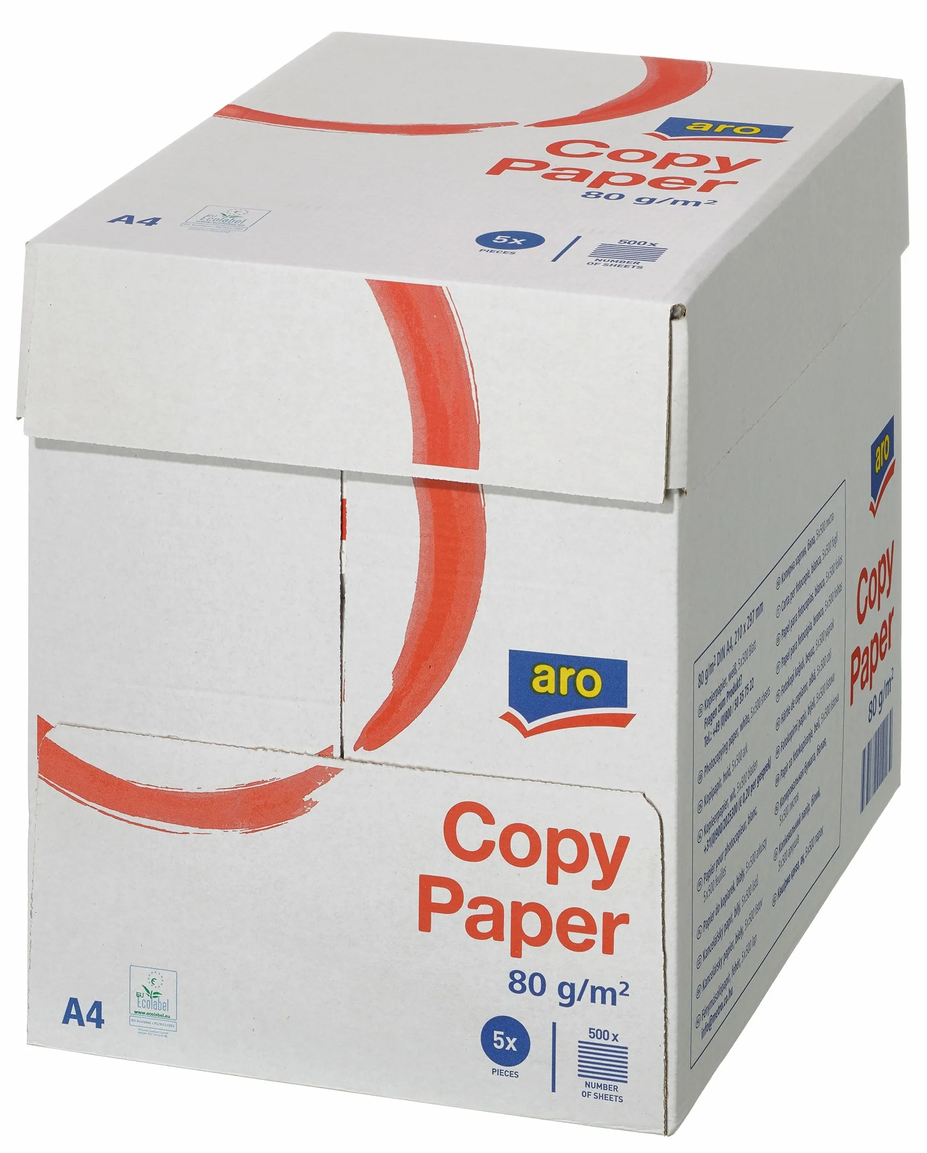 Papier A4 80 g/m² 2500 feuilles (5x500) blanc pour imprimante laser jet d'encre