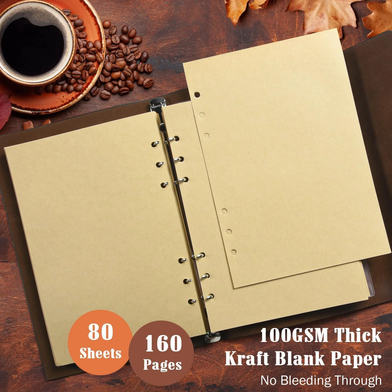 OMEYA Carnet de Notes Vintage Cuir A5 23,9 x 16,5 cm Rechargeable Brun