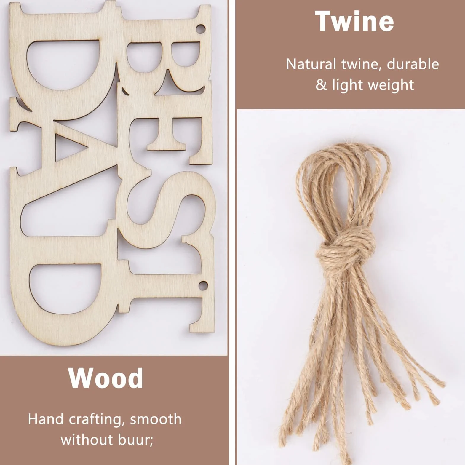 Découpes en bois brut pour la fête des pères - Étiquettes lettres DIY - 10 pièces ornements créatifs