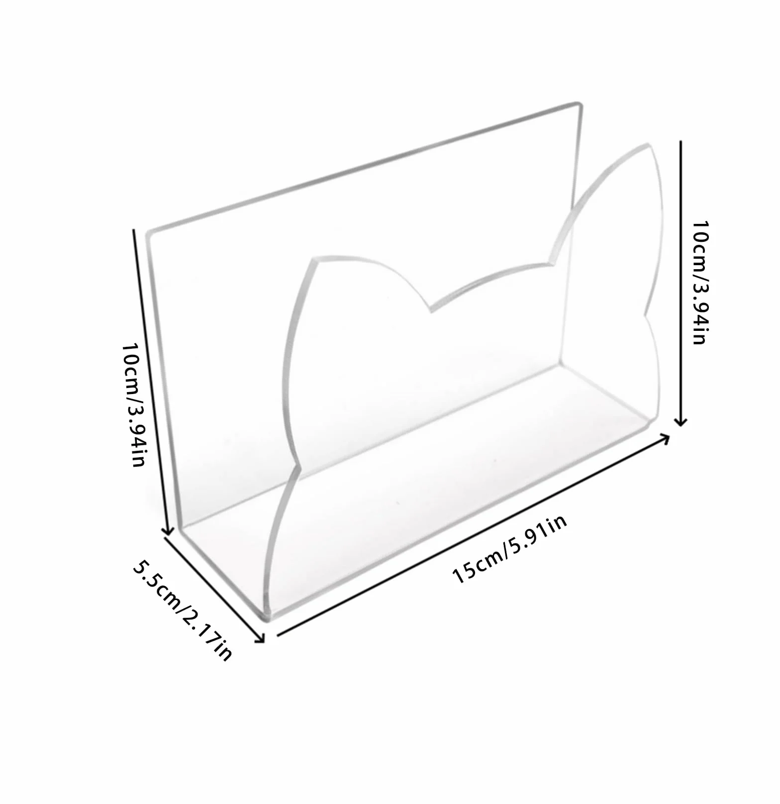 Porte-lettres chat acrylique transparent 15 x 5,5 x 10 cm organiseur enveloppes bureau