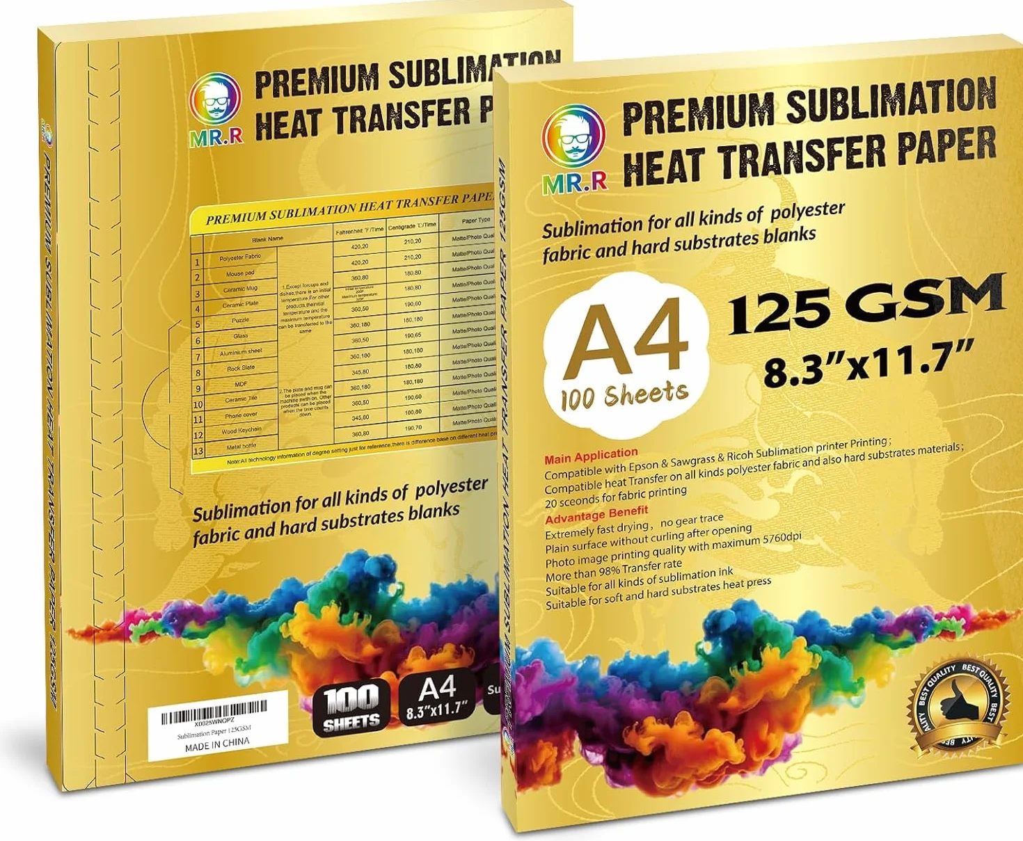 Papier transfert sublimation A4 125gsm 100 feuilles compatible Epson Sawgrass
