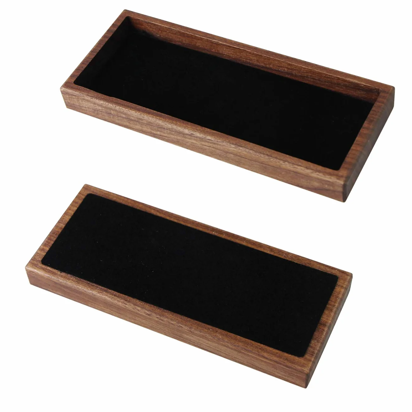 Aufodara Porte-stylo Plumier en Bois Véritable Boîte de Bureau Plateau de Rangement Marron Noyer