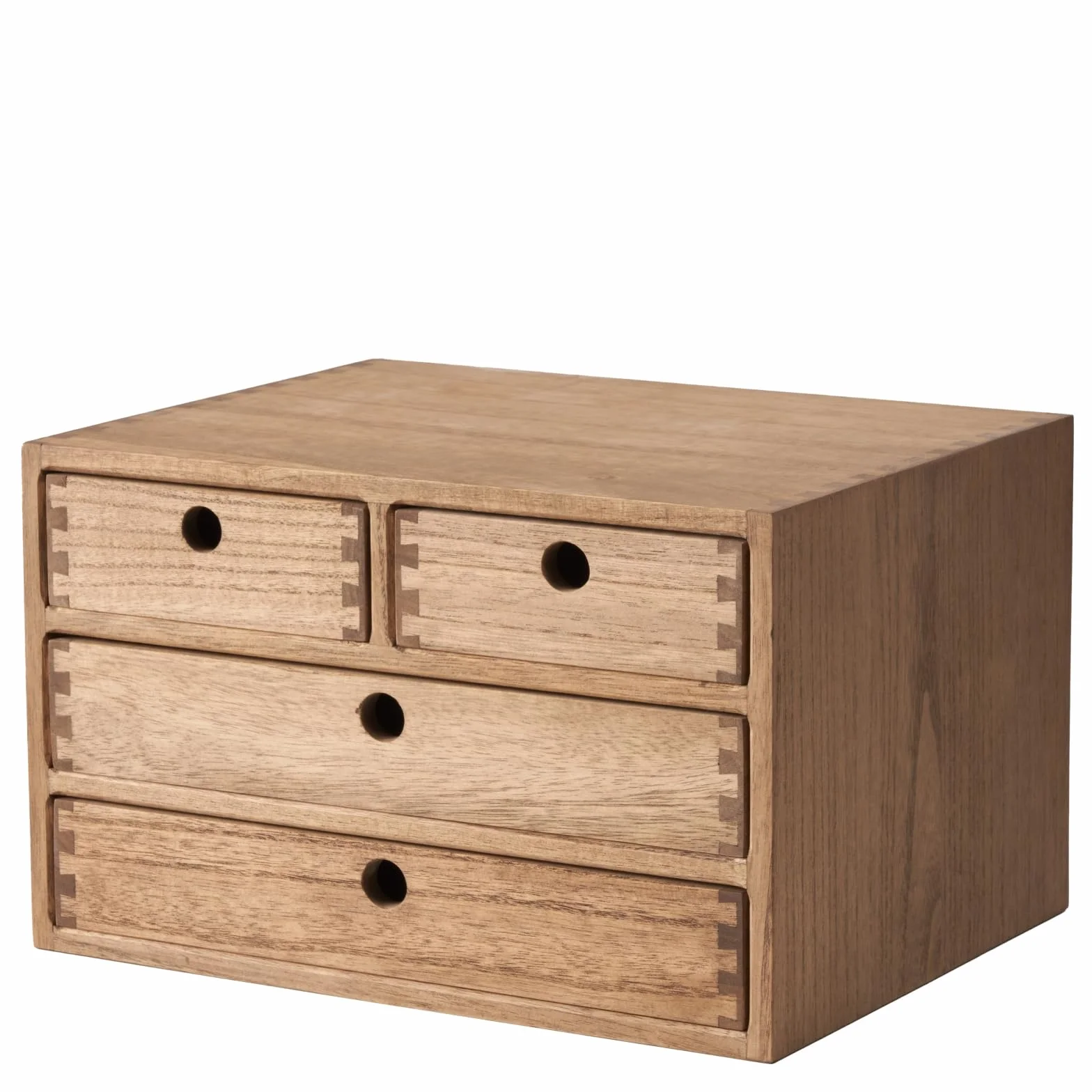 KIRIGEN Boîtes à tiroirs en bois 3 étages 4 tiroirs brun rangement bureau
