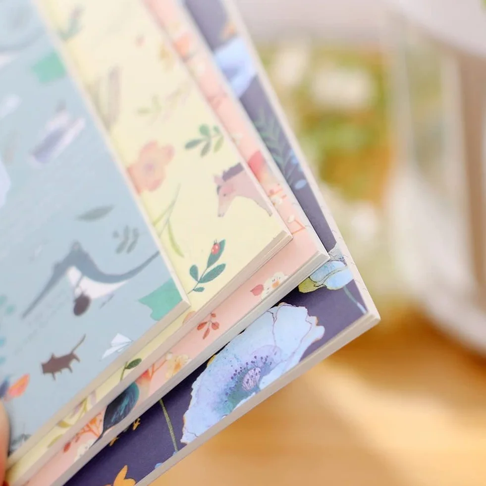 Lot de 4 mini carnets de notes vintage à fleurs pour enfants