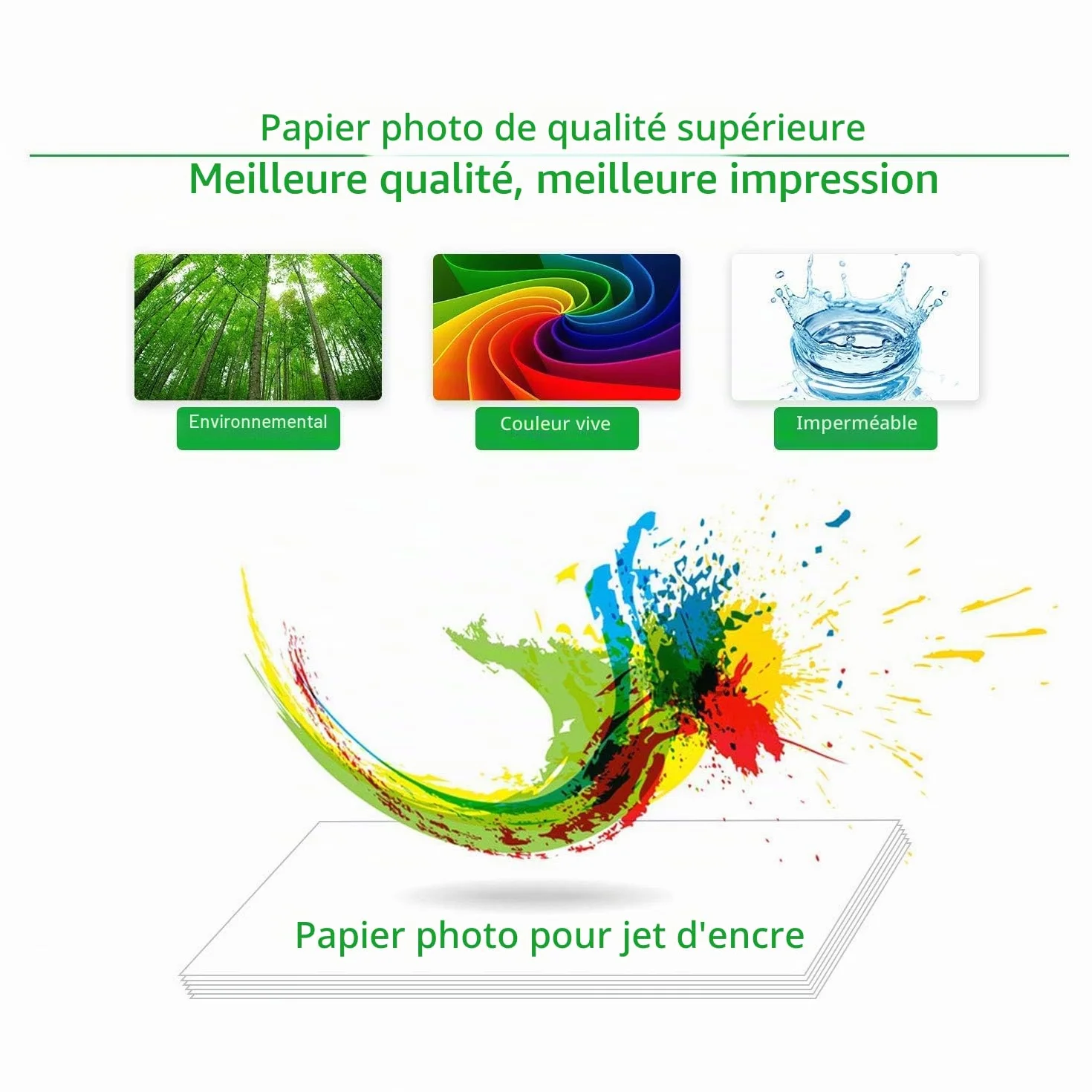 KOALA Papier Photo Double Face Brillant A4 120 g/m² 100 feuilles pour imprimante Jet d'encre