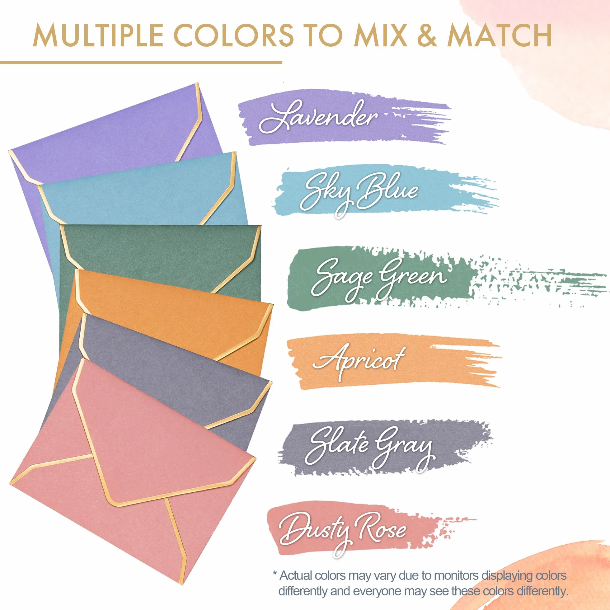 Softbloom Tapestry Mini Enveloppes Lot de 60 6 Couleurs 9,4 x 6,9 cm Intérieur Fleuri