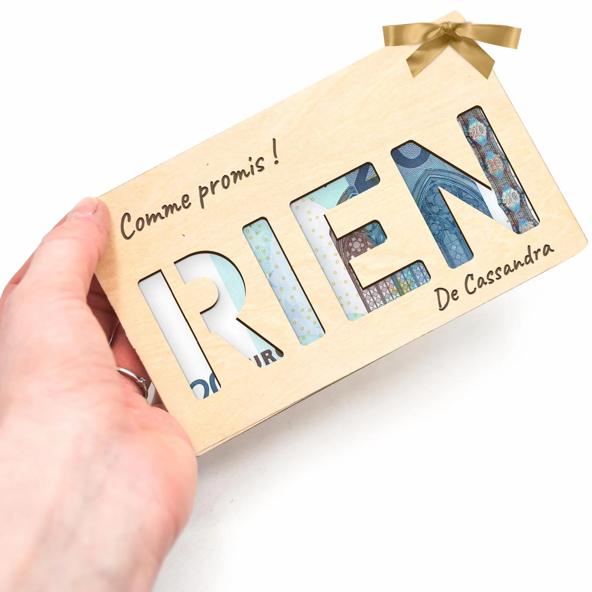 Carte en bois ajourée personnalisable avec message gravé, carte postale humoristique