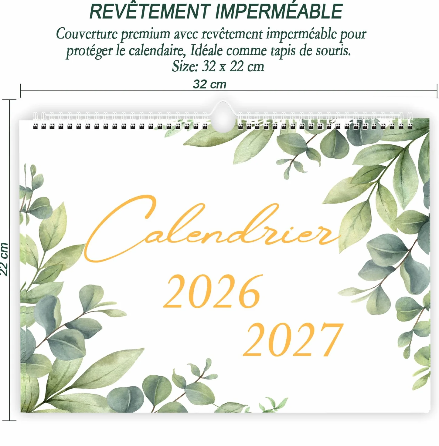 Calendrier Mural 2026 2027 A4, Calendrier Mensuel 18 Mois, Planificateur Familial