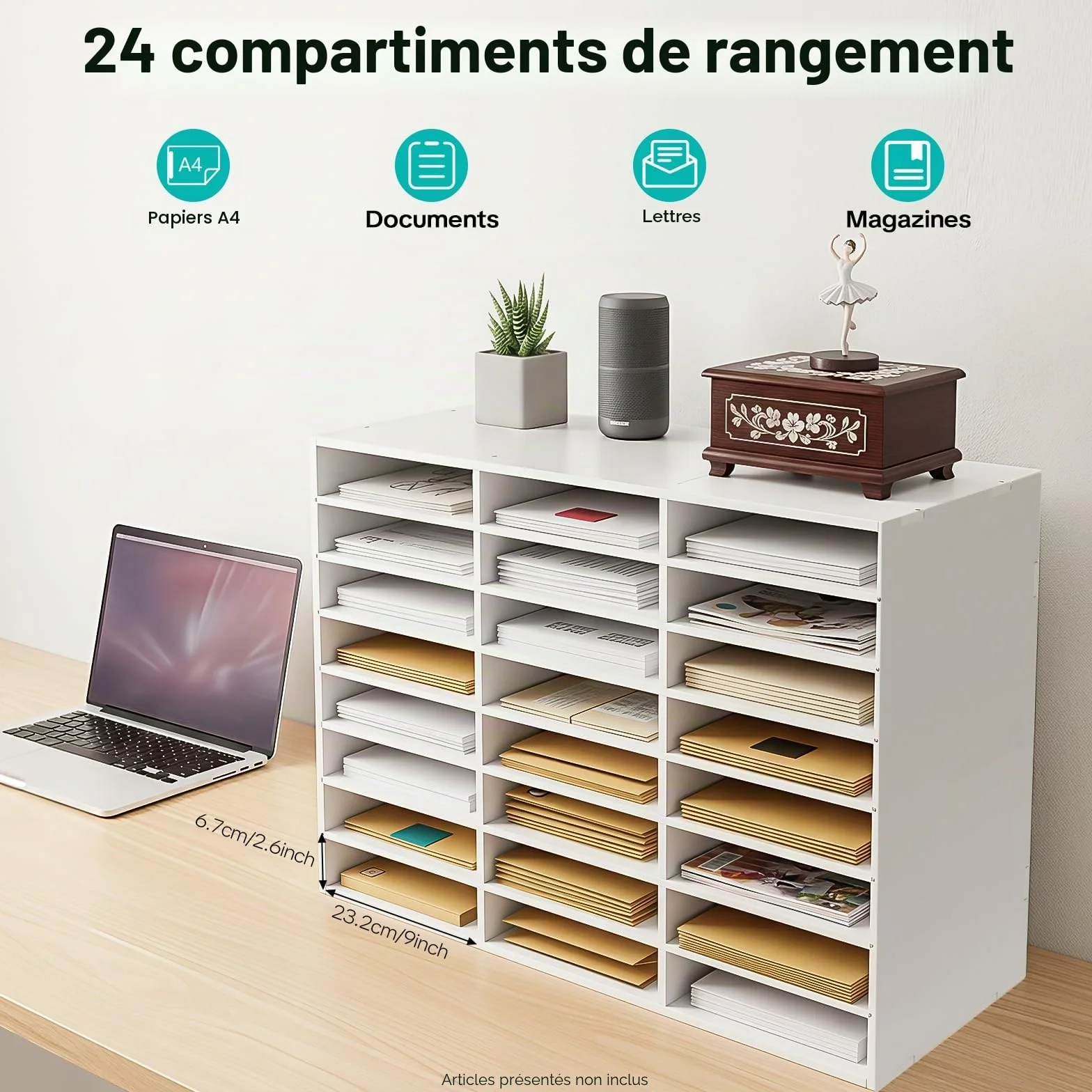 Bac à courrier A4 24/36 compartiments Organisateur de bureau Range document