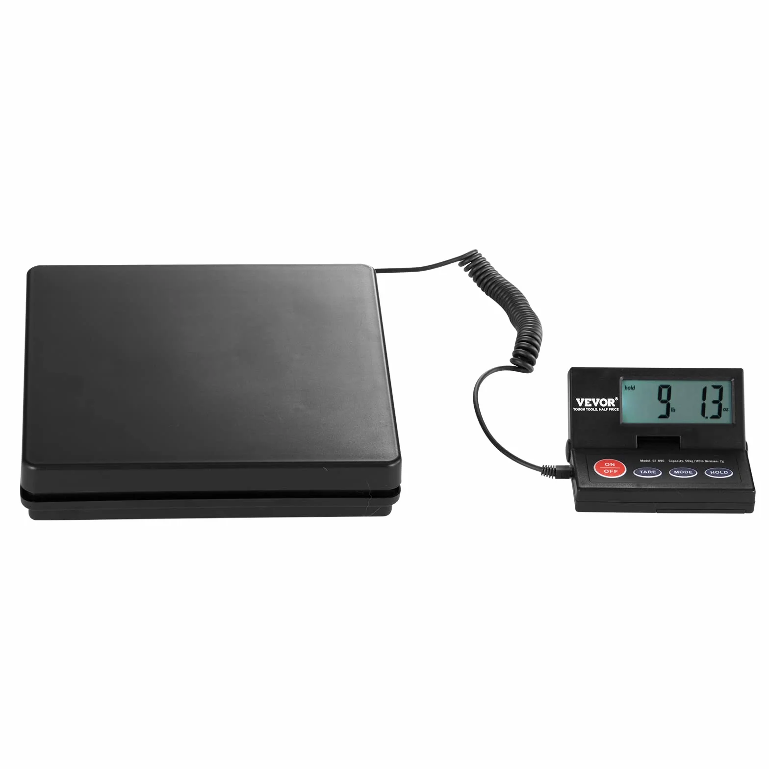 VEVOR Balance Postale Numérique 50 kg Pèse-colis de Précision 2 g avec Tare Maintien Écran LCD Pliable 90°