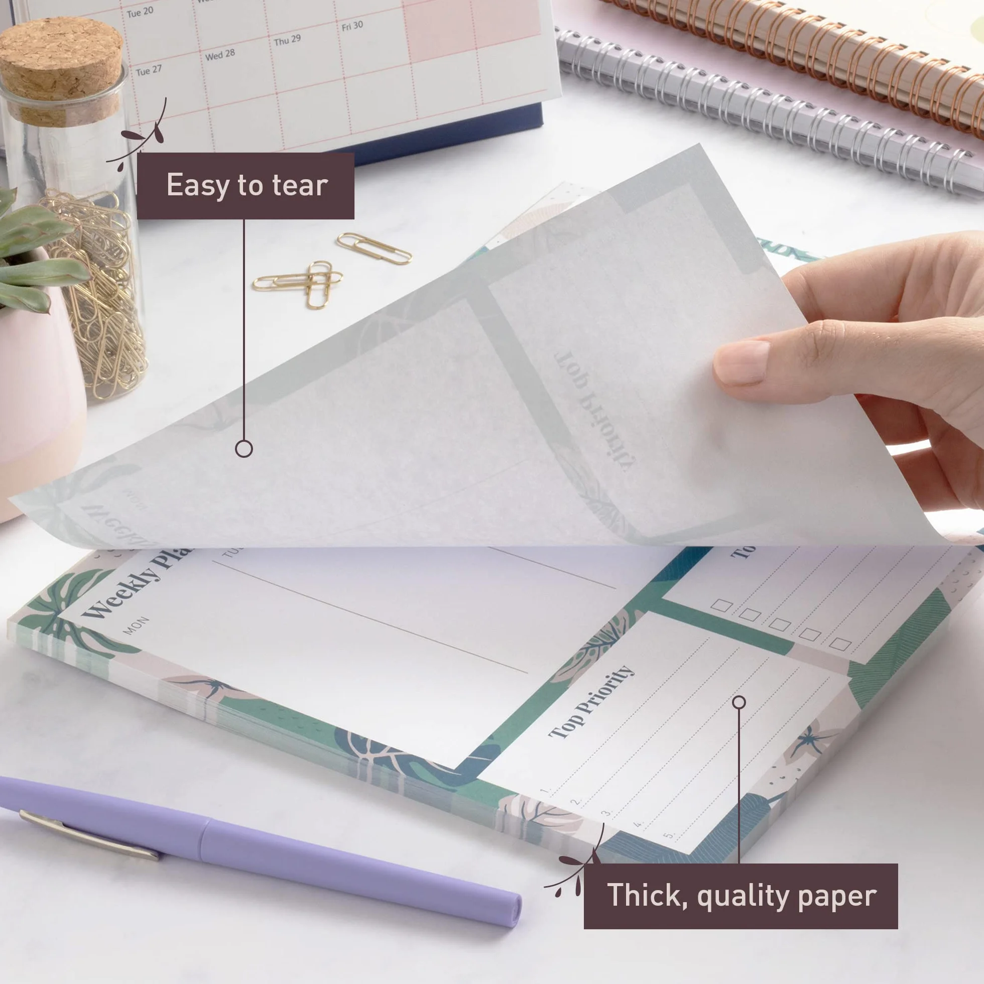 Rileys & Co Planificateur Hebdomadaire A4 Calendrier Non Daté 52 Feuilles Détachables 28 x 22 cm