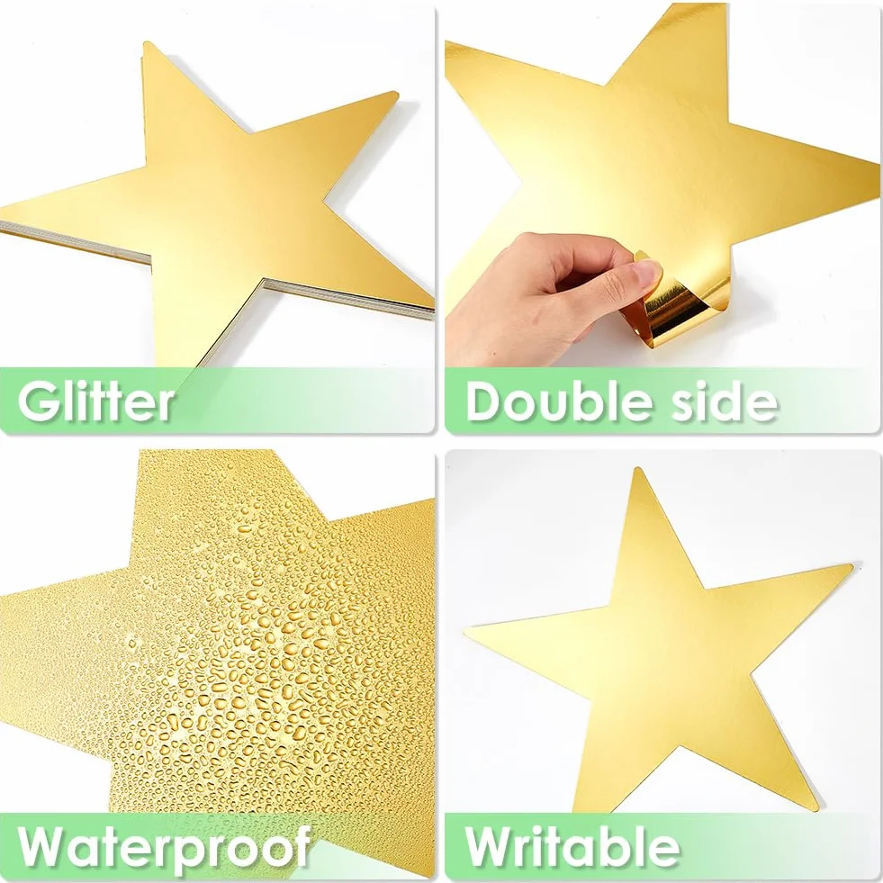 Papier Pailleté Étoile Dorée 11 cm 36 Pièces Décoration Bricolage Artisanat