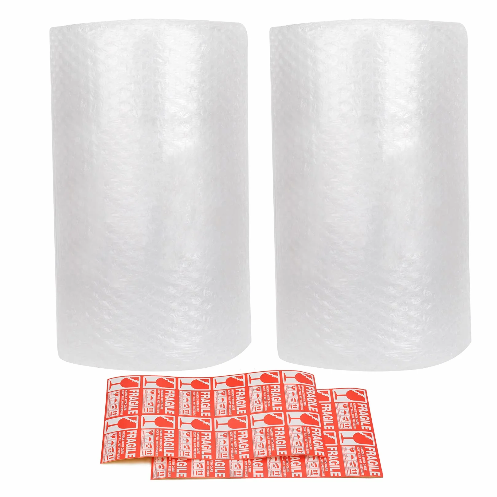 Cymax Papier Bulle 22 m, Film à Bulles d'Air pour Déménagement et Emballage, 300 mm x 11 m/Rouleau, Perforés tous les 30 cm, 20 Autocollants Fragiles Inclus, 2 Rouleaux