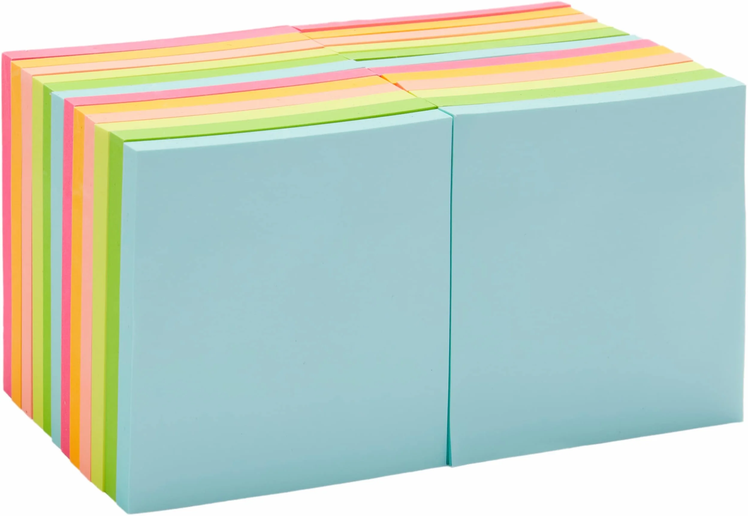 Amazon Basics blocs de notes adhésives repositionnables 7,6 x 7,6 cm Lot de 24 couleurs assortiment
