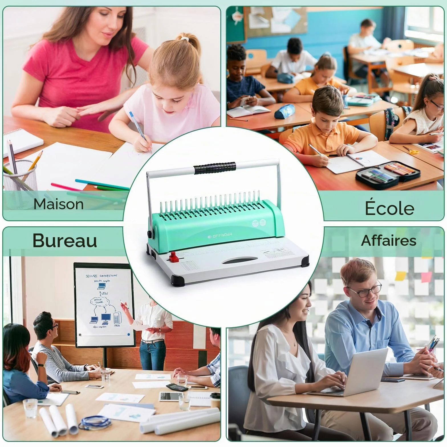 OFFNOVA Relieuse 21 trous 450 feuilles A4 A5 classeur 100 reliures 1,9 cm