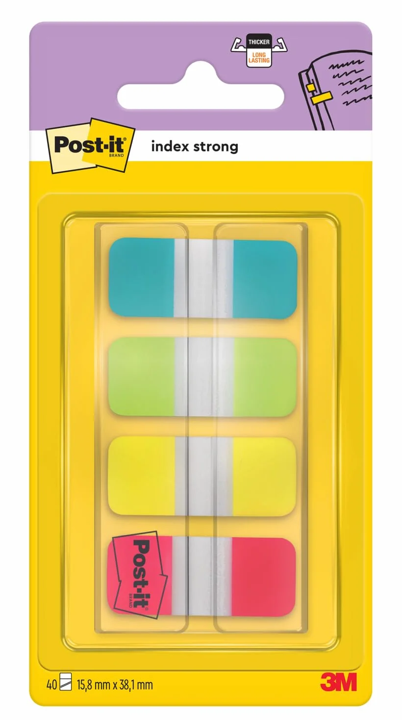 Post-It Marque-Pages 15.8 mm x 38.1 mm 40 Onglets Jaune Rouge Bleu Vert