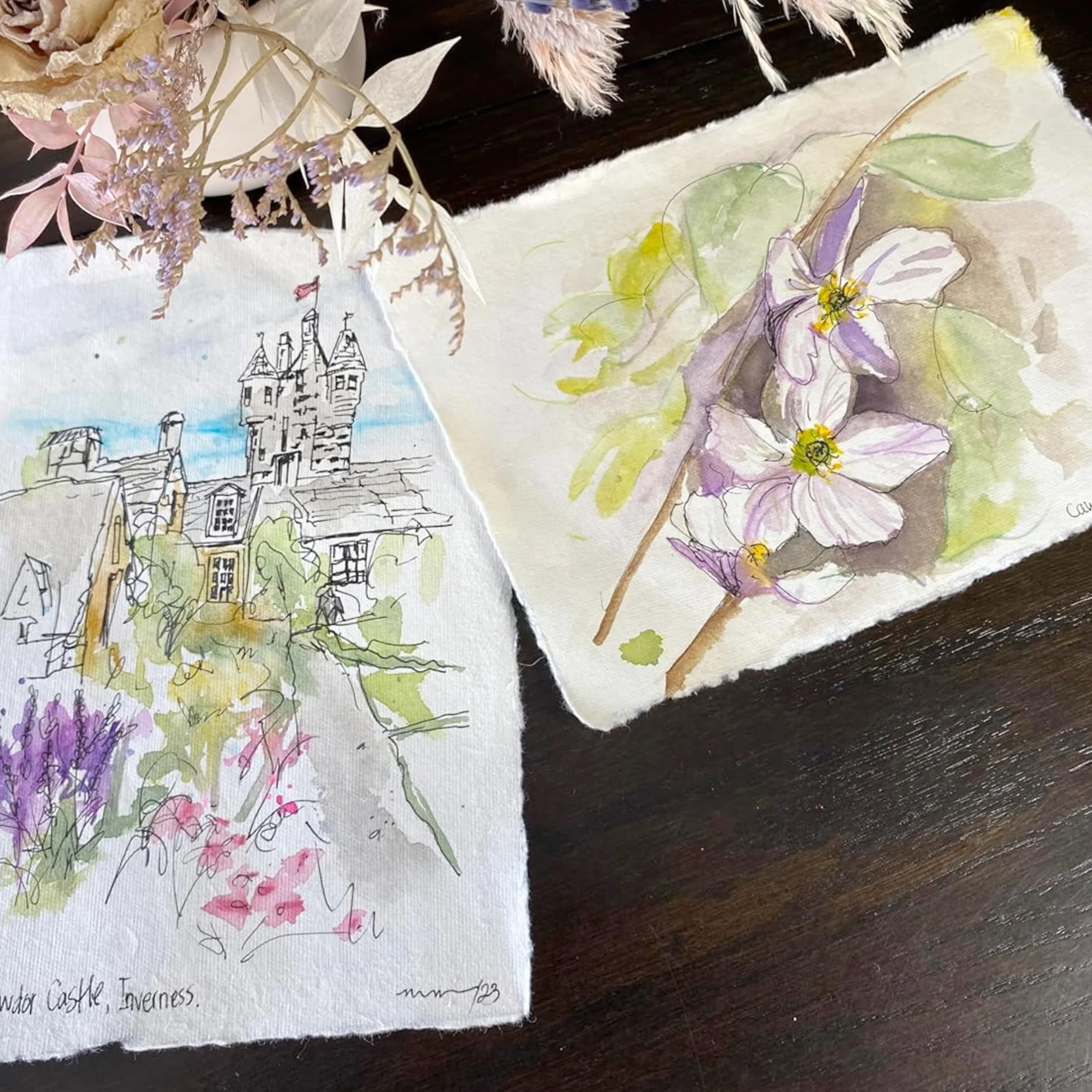 Papier A5 Crème Fait Main 150 GSM 50 Feuilles Coton Recyclé Bords Frangés 15x21 cm pour Aquarelle Écriture