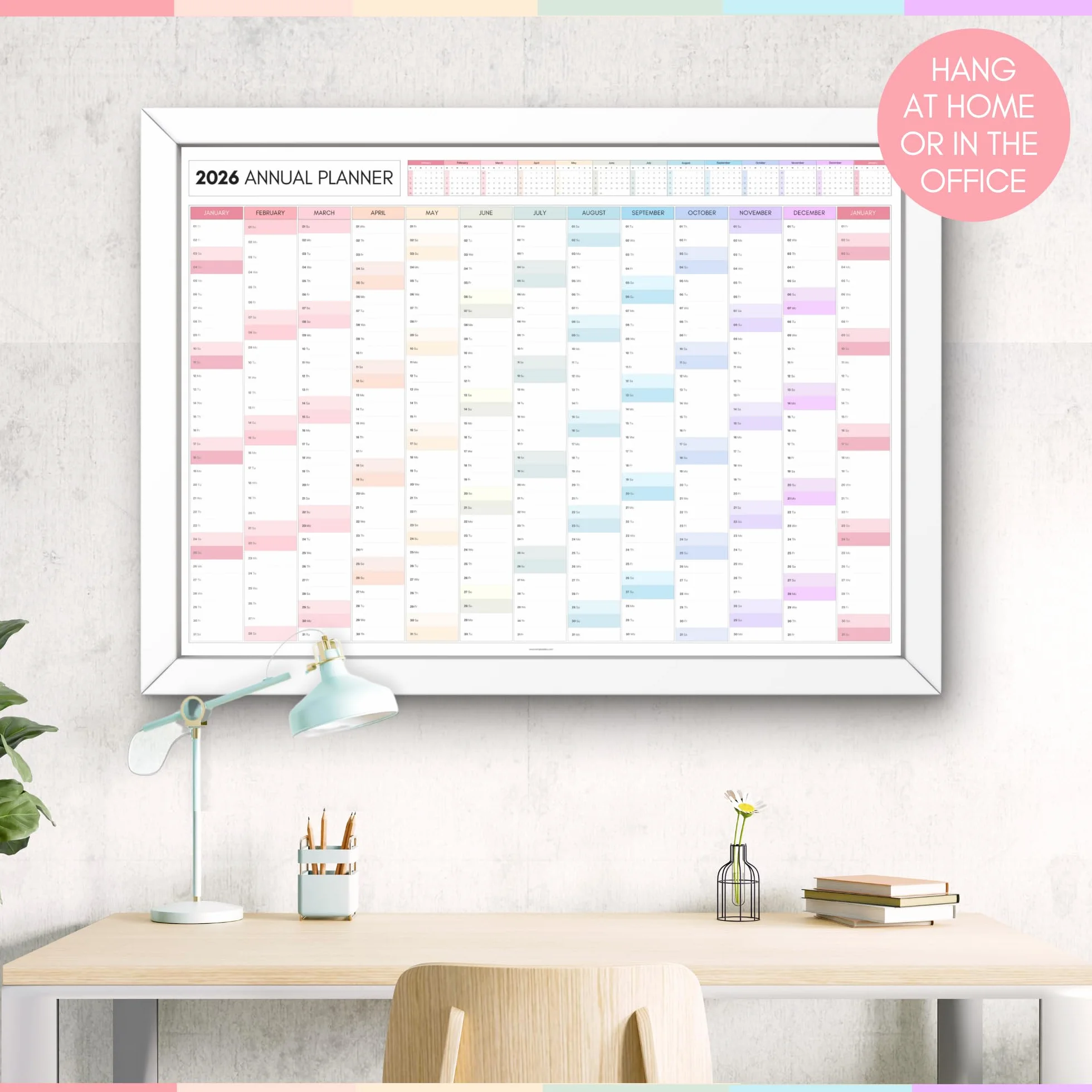 Planificateur mural mensuel 2026 A2 60x42 cm double face calendrier annuel organiseur bureau école