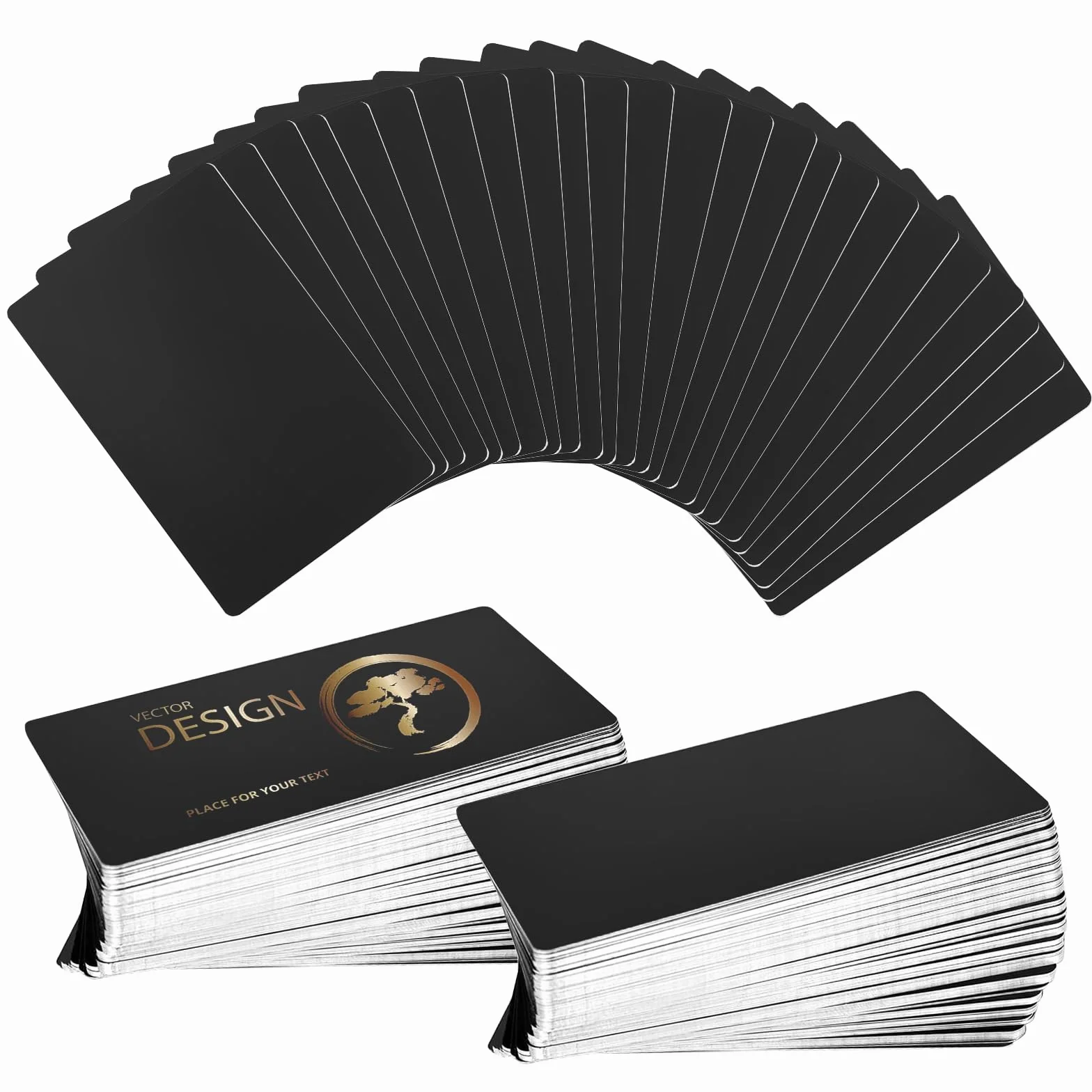Carte de Visite Metal Vierges 300 Pièces Noir Aluminium Gravées au Laser Cartes Professionnelles