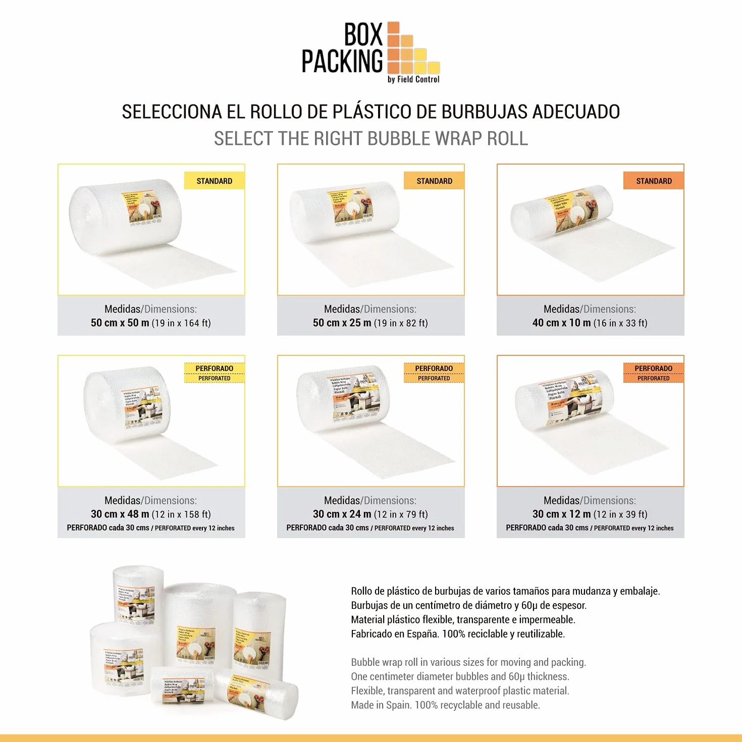 Papier Bulle Emballage Colis 50 cm x 25 m Rouleau Protection Objets Fragiles Déménagement