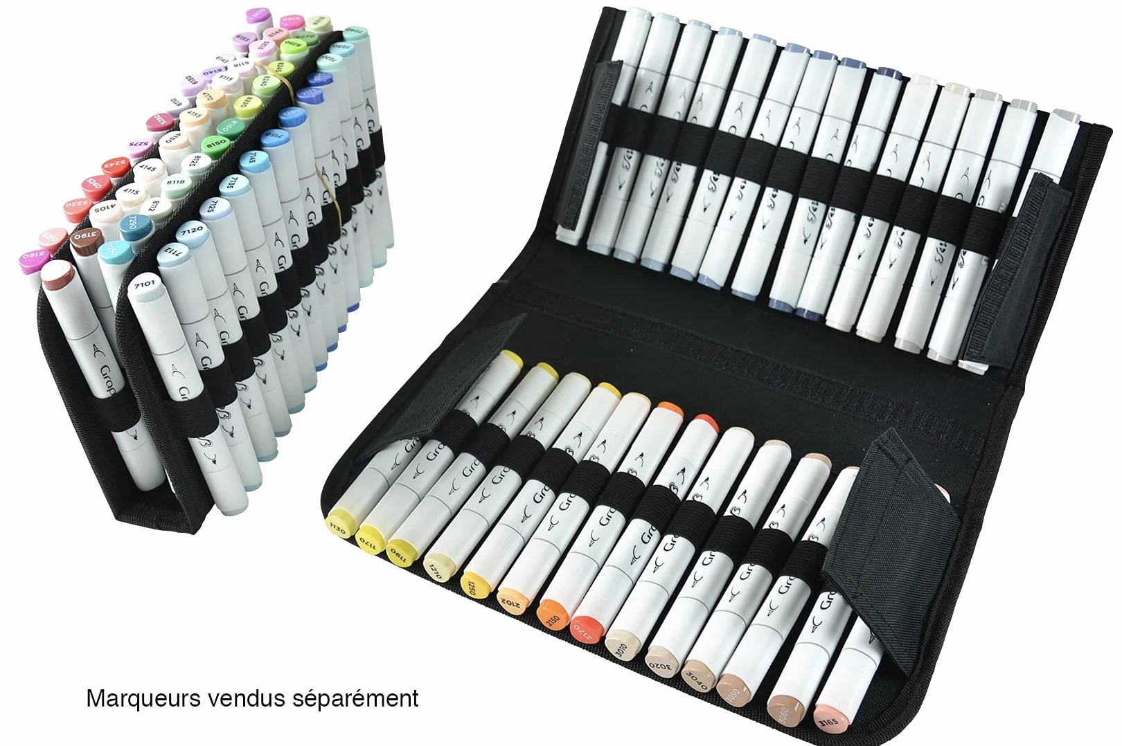ART&GO Mallette de Transport pour 80 Marqueurs Noir Organiseur Ergonomique 6 Rangées Transparentes