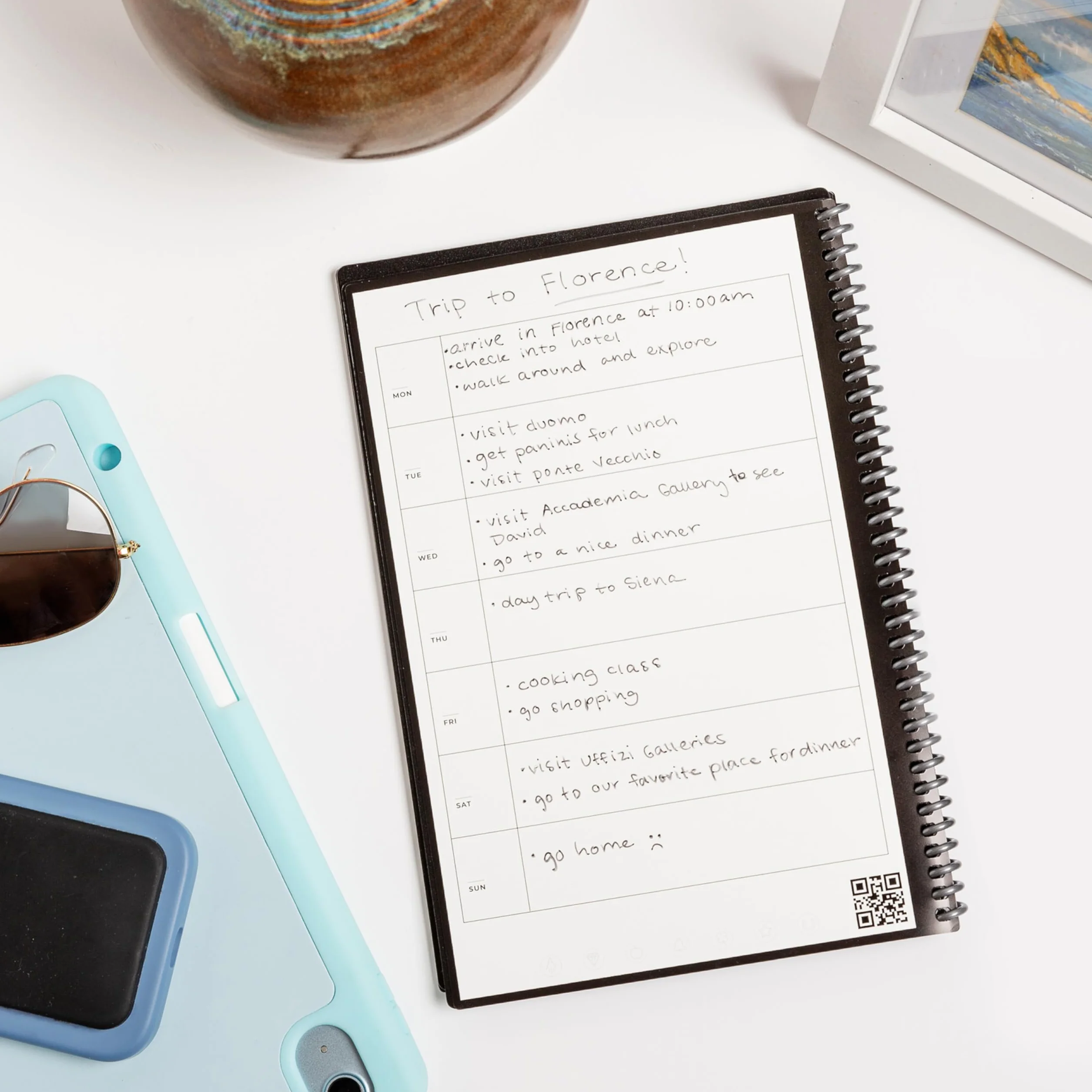 Rocketbook Fusion Agenda Non Daté Réutilisable Taille Letter 21 x 29,7 cm Noir Objectifs Calendrier Mensuel Hebdomadaire To-Do Lists Quotidiennes Pages Lignées Pointillées