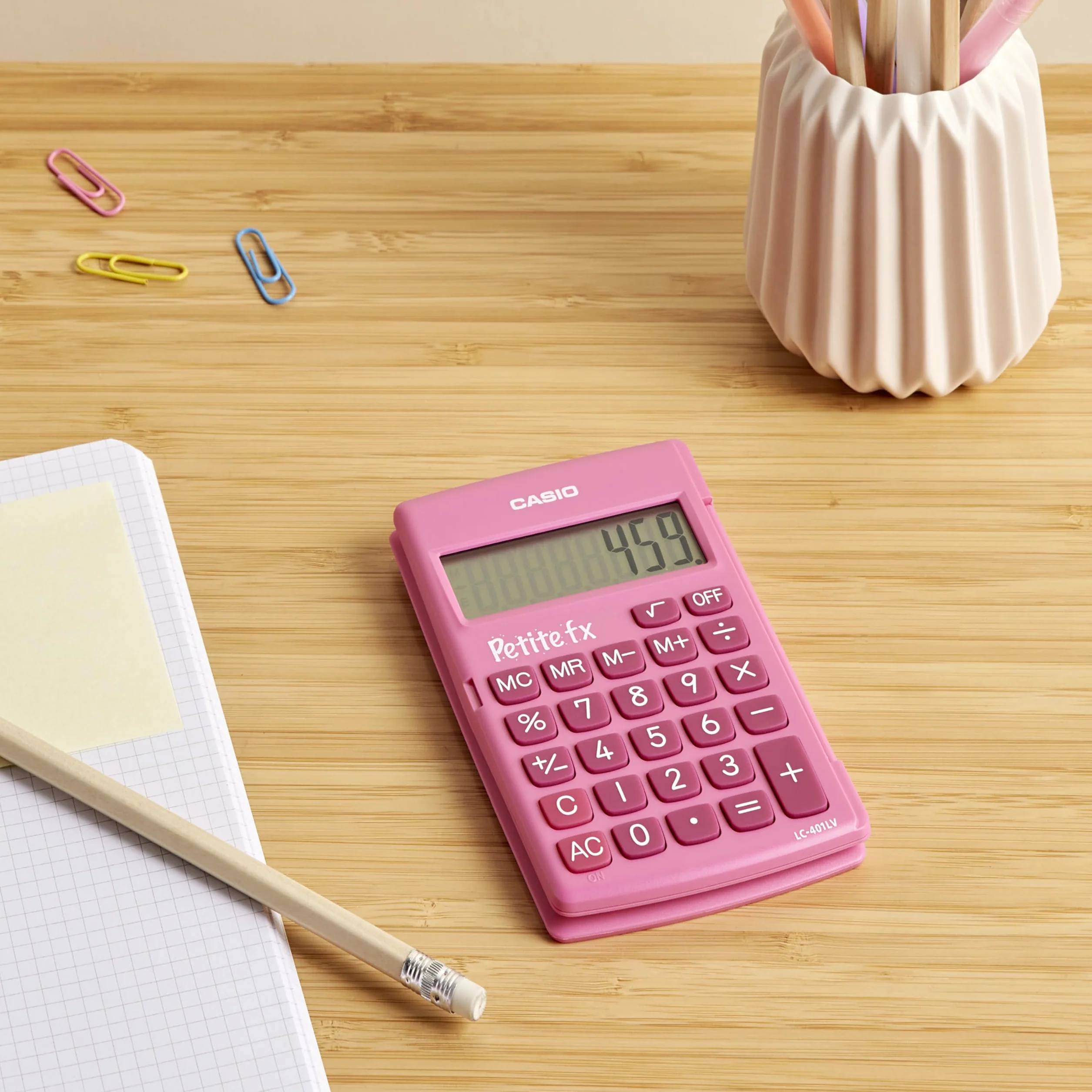 Casio Calculatrice Scolaire 8 chiffres Rose LC-401LV-PK