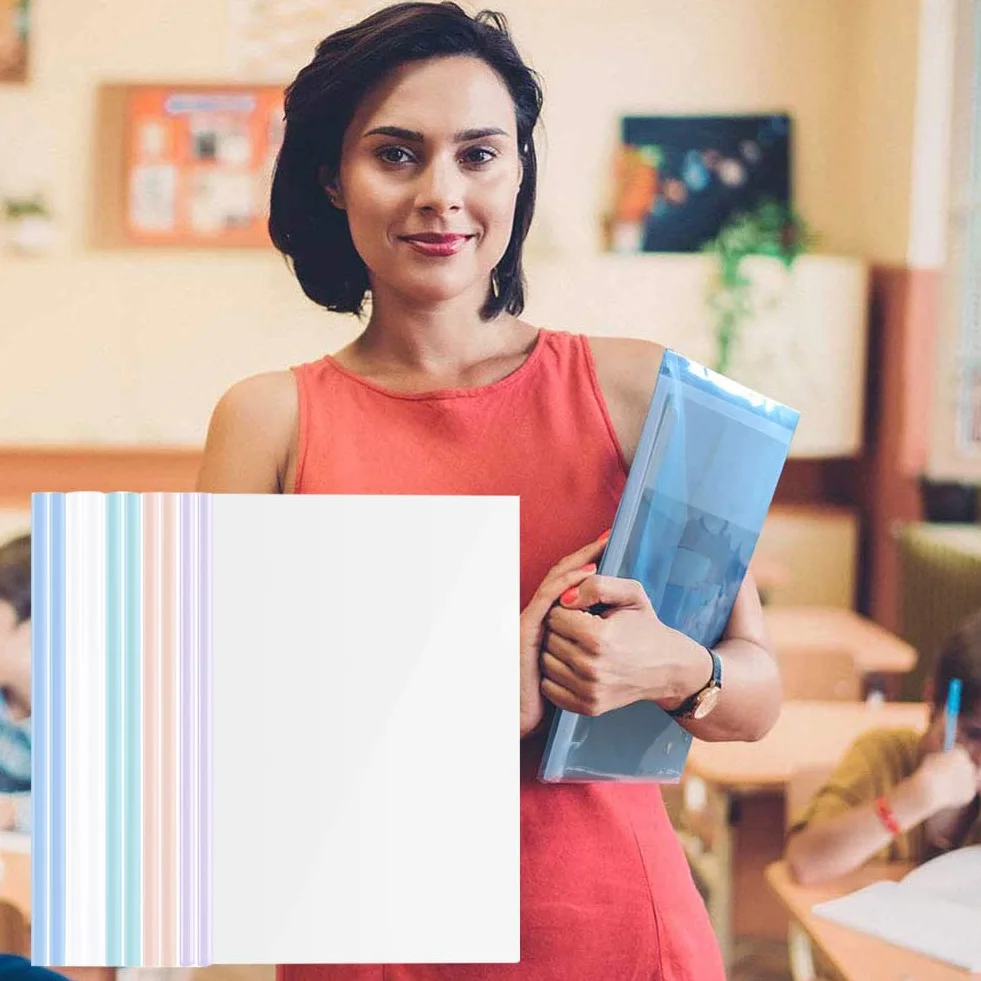 10 Feuilles A4 Couvertures de Rapports Plastique Transparent Barre Coulissante