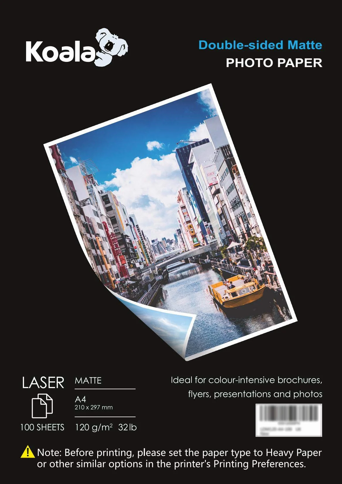 KOALA Papier Photo Double Face Mat A4 120 g/m² 100 feuilles pour imprimante LASER
