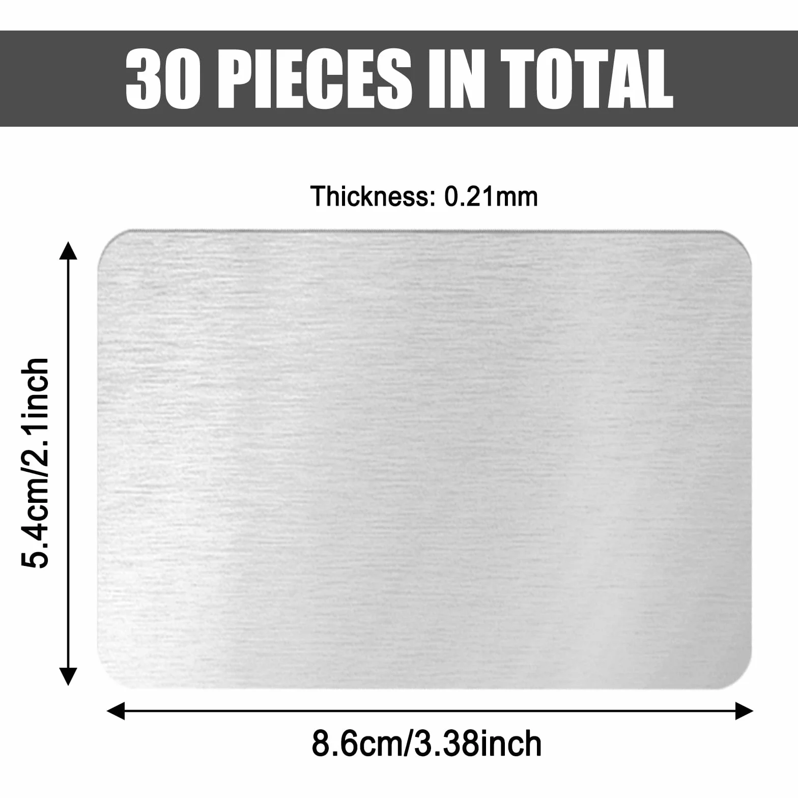 Cartes de visite en métal aluminium acier inoxydable 8,5 x 5,5 cm 0,45 mm vierges multicolores gravées au laser lot de 30