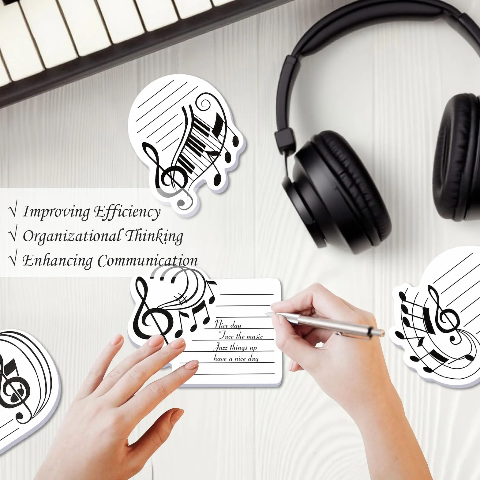 Sticky Notes Auto-adhésifs Thème Musical, 10 Pads 300 Feuilles, pour École, Cadeaux