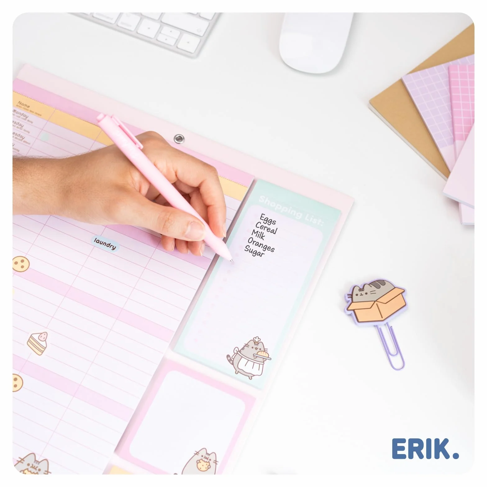 Grupo Erik Calendrier Magnétique Frigo Pusheen Septembre 2025 Décembre 2026 Planificateur Mensuel 16 mois Familial