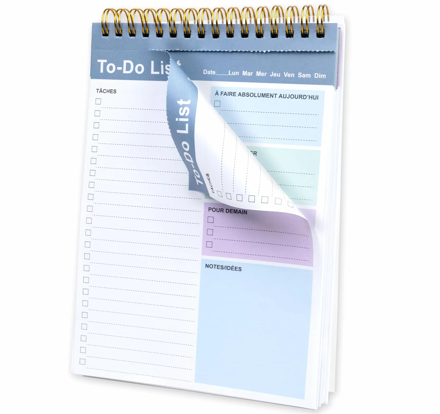 Agoer To Do List Bloc Notes DIN A5 180 Pages Non-Datées Bloc Planification Tricolore Daily Planner Carton à Fond dur