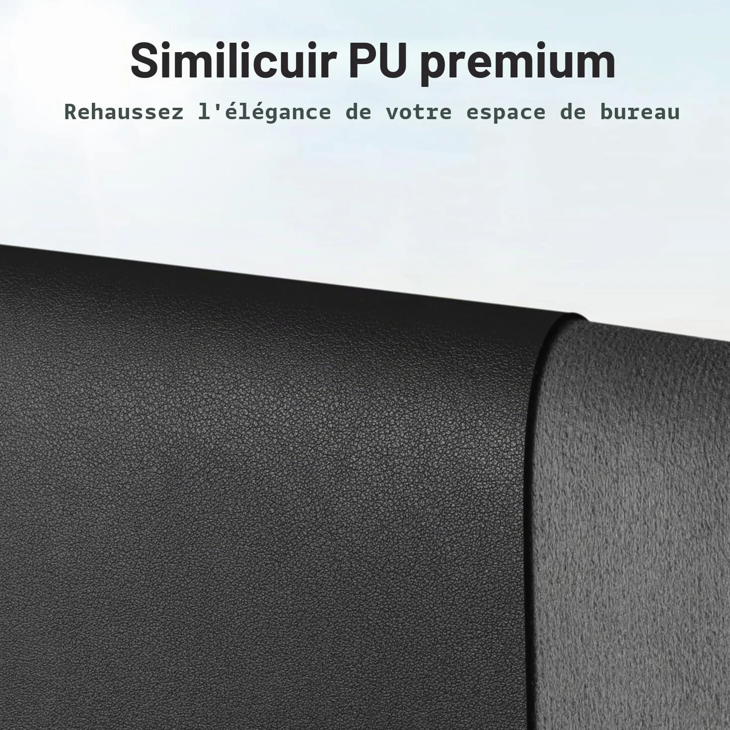 Sous-main tapis de bureau cuir PU 80x40 cm noir antidérapant protection étanche