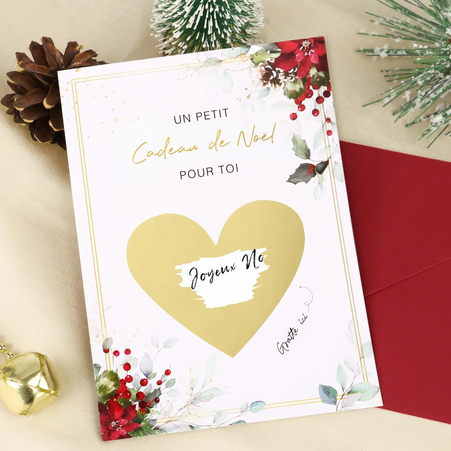GEBETTER 6Pcs Carte Gratter Noël Autocollant avec Enveloppe Carte de Vœux Cadeau DIY