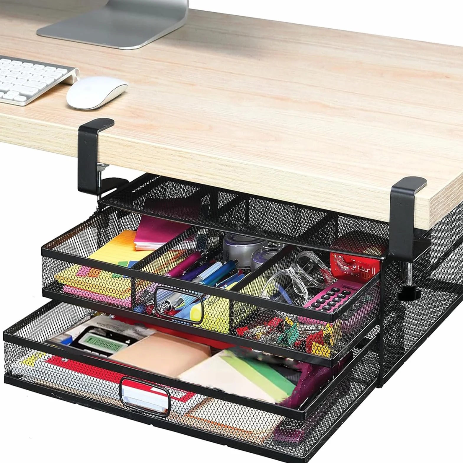 Tiroir de Bureau Organiseur Sous Table Caisson de Rangement Tiroir Caché pour Fournitures Scolaires