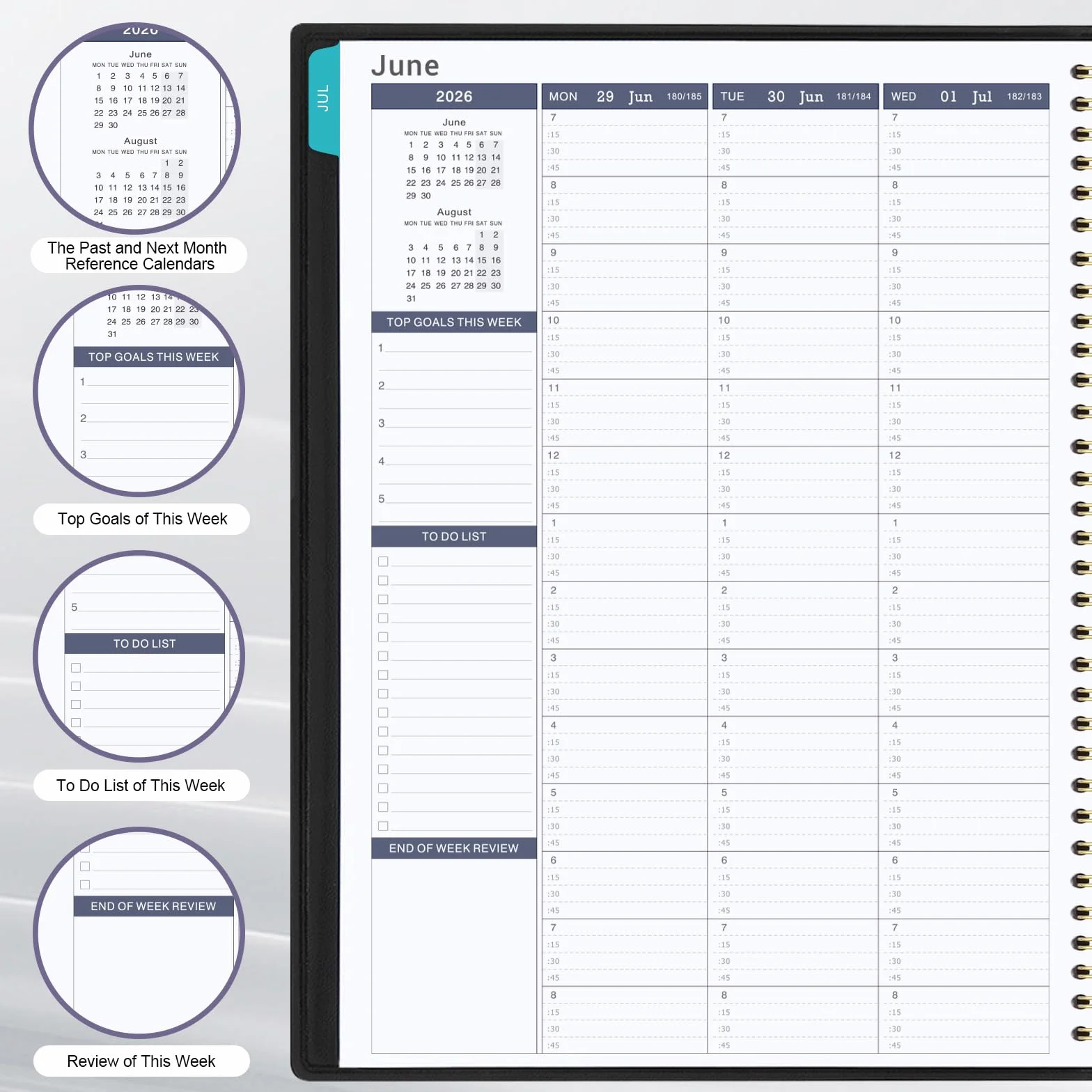 Agenda Scolaire 2026-2027 15 Minutes 21,8 x 29 cm Couverture Cuir Synthétique